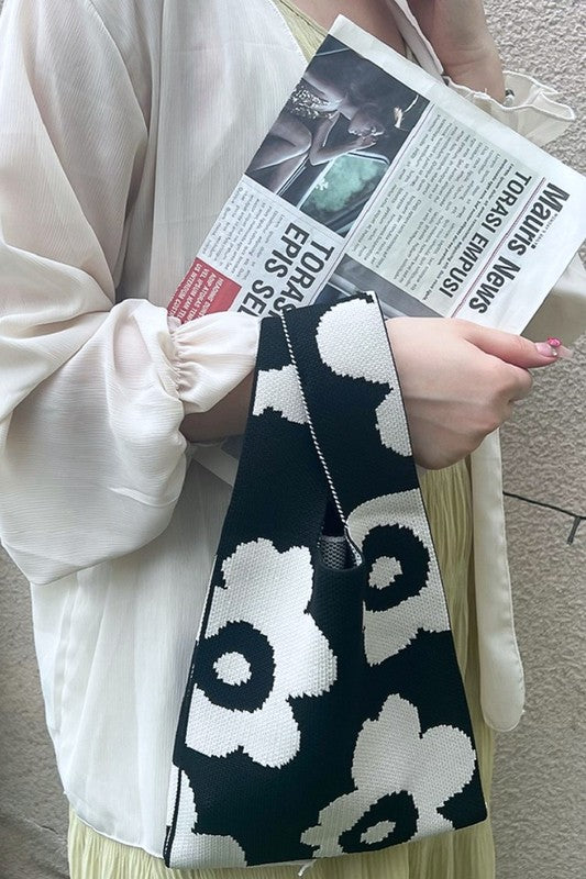 Flower Knitted Tote Bag