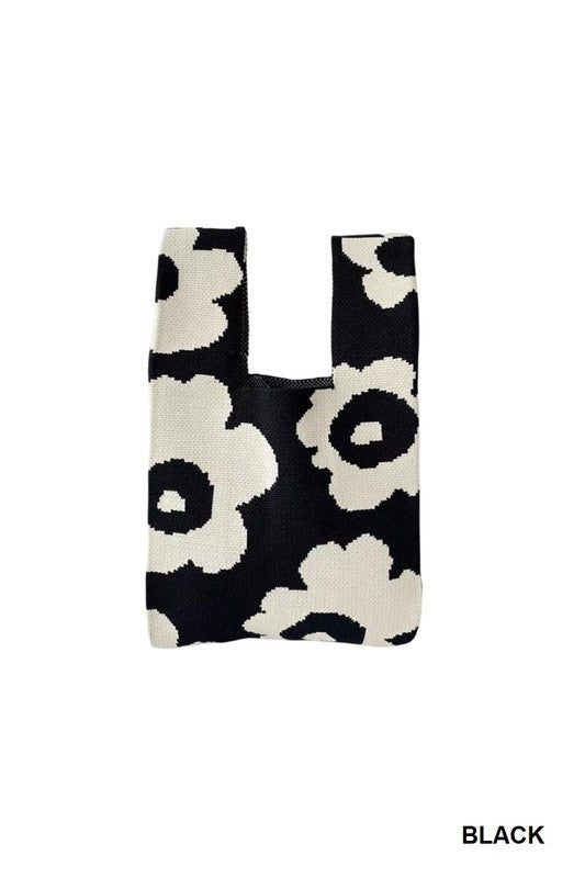 Flower Knitted Tote Bag