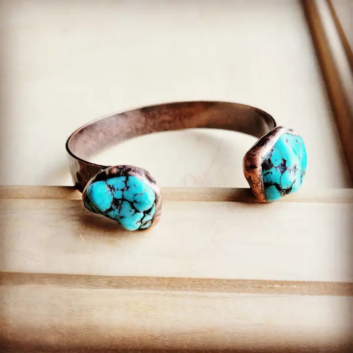 Genuine Natural Turquoise Cuff Bangle Bracelet
