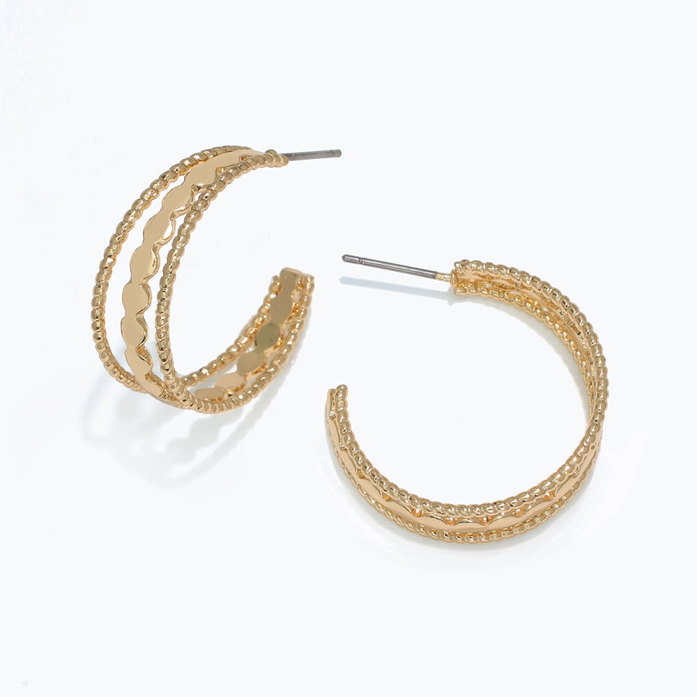 3 Strand Gold Hoops