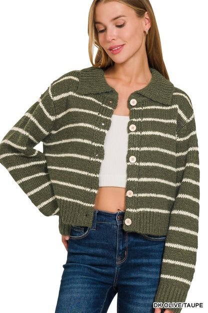 Frances Striped Collared Cardigan
