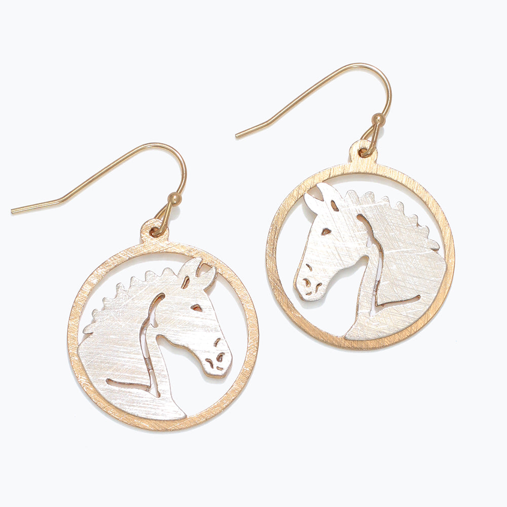 Two-tone Brushed Horses Earrings