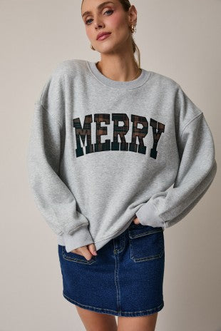 Plaid Merry Crewneck Sweater