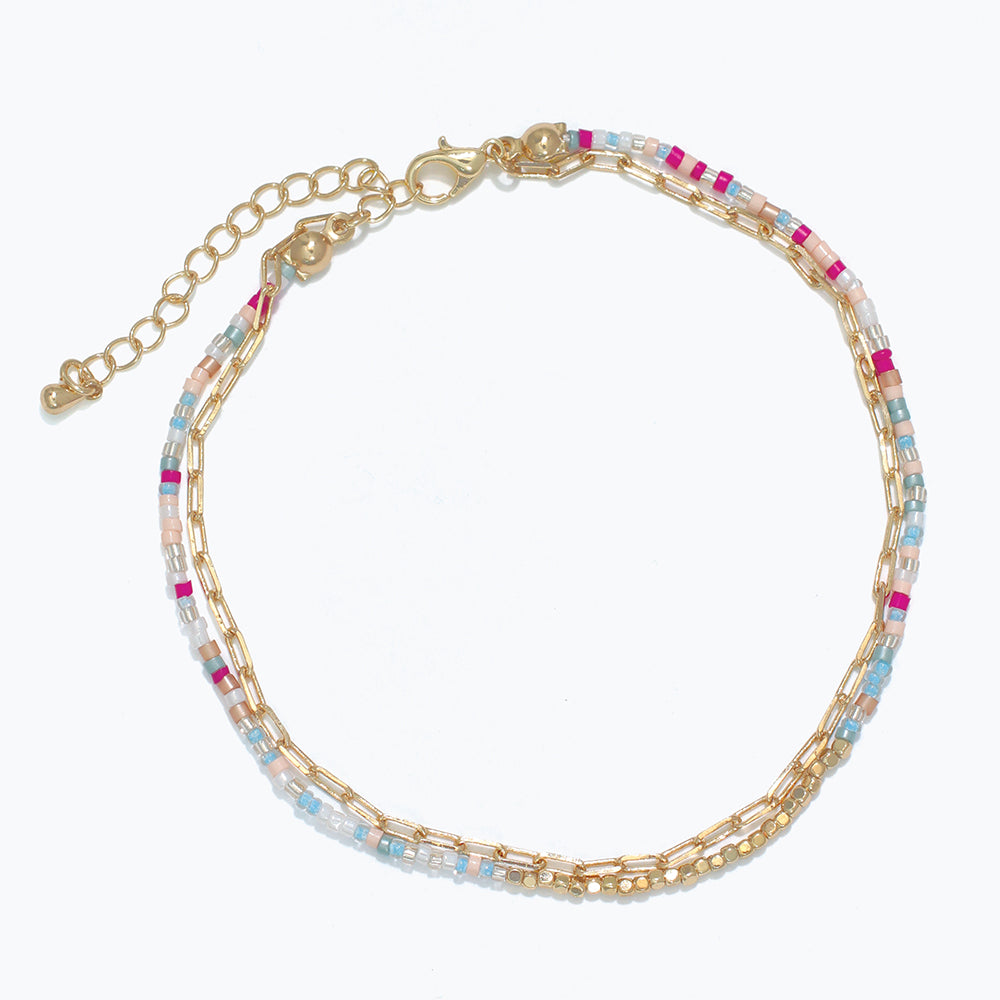 Multi-Color Beaded Anklet