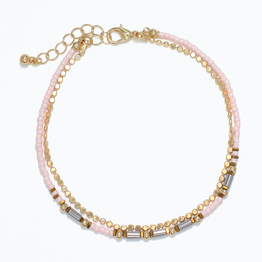 Pink and Gold Anklet