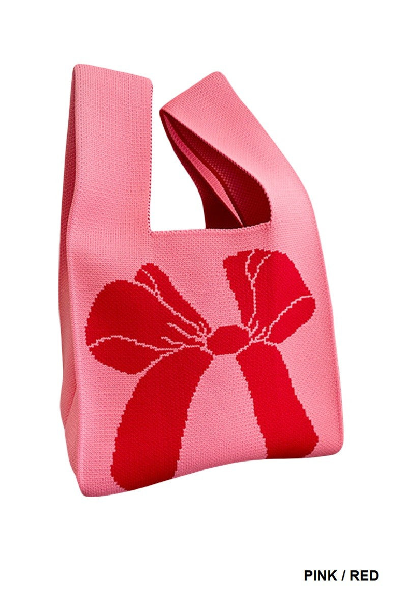 Holiday Knitted Bow Bag