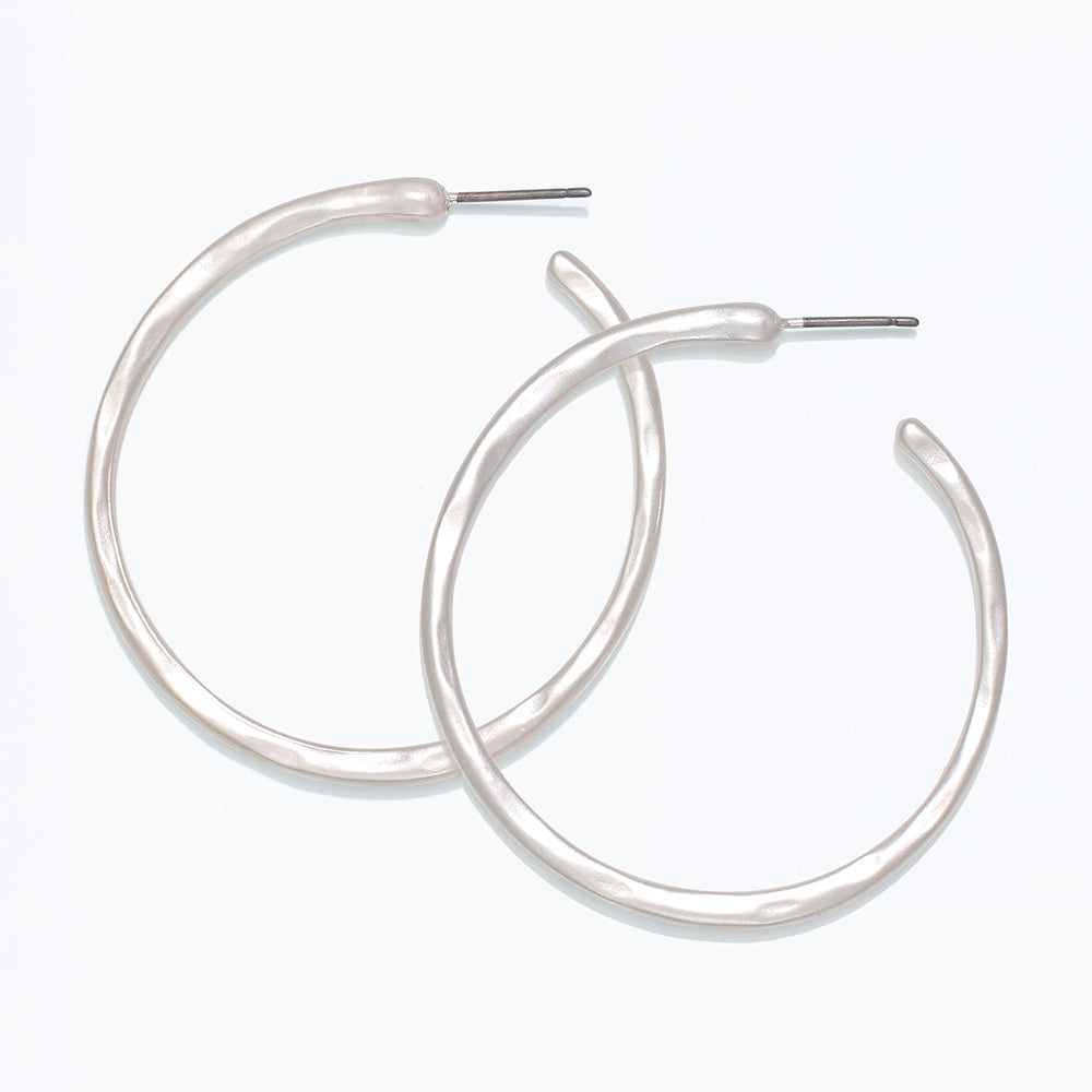 Frosted Silver Hoop Earrings