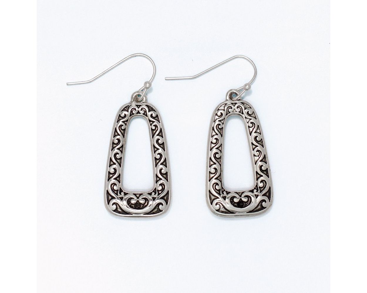 Earrings Silver Filigree Open Drop