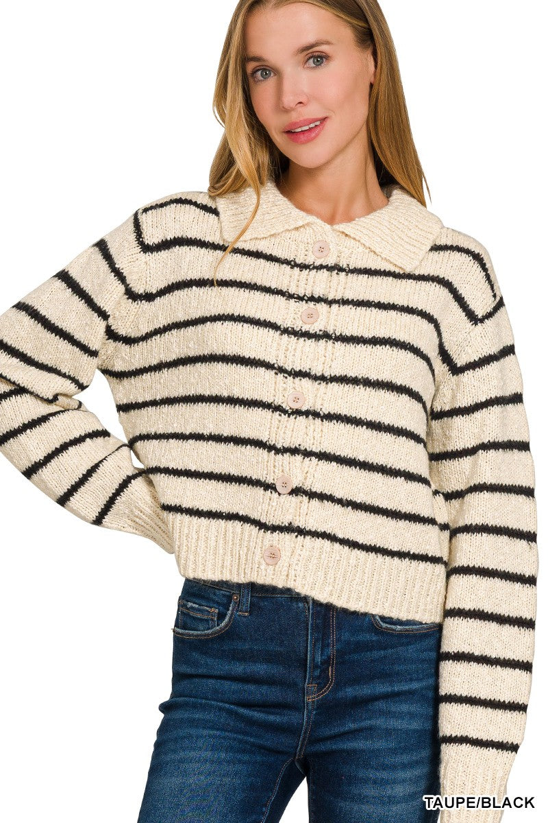 Frances Striped Collared Cardigan